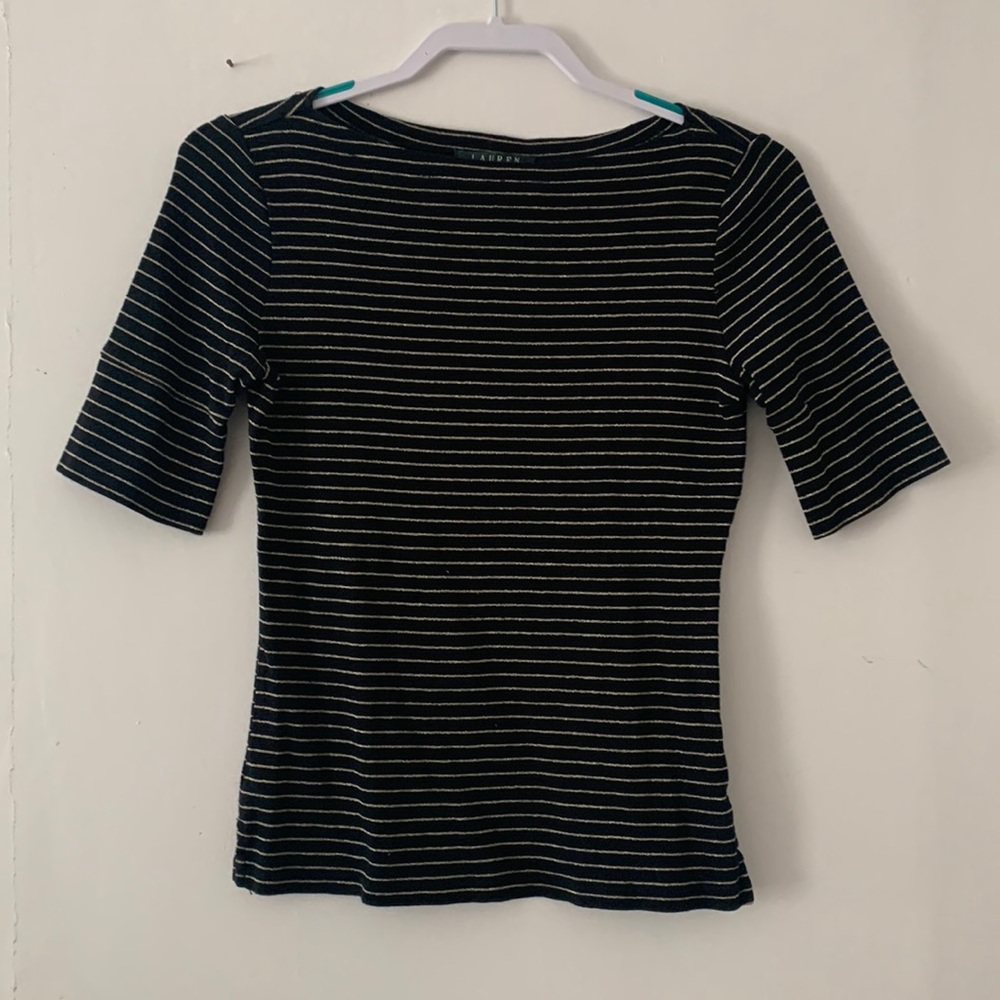 Black and metallic gold Ralph Lauren top